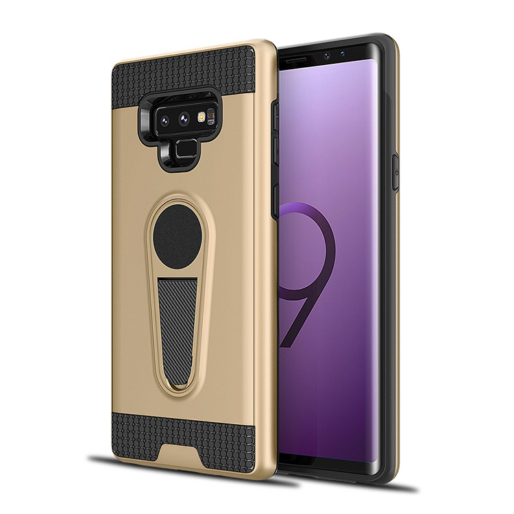 Galaxy Note 9 Metallic Plate Stand Case Work with Magnetic Mount Holder (Gold)